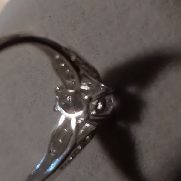 Art deco style engagement ring oval CZ  set in 925 sterling. - Picture 5 of 6